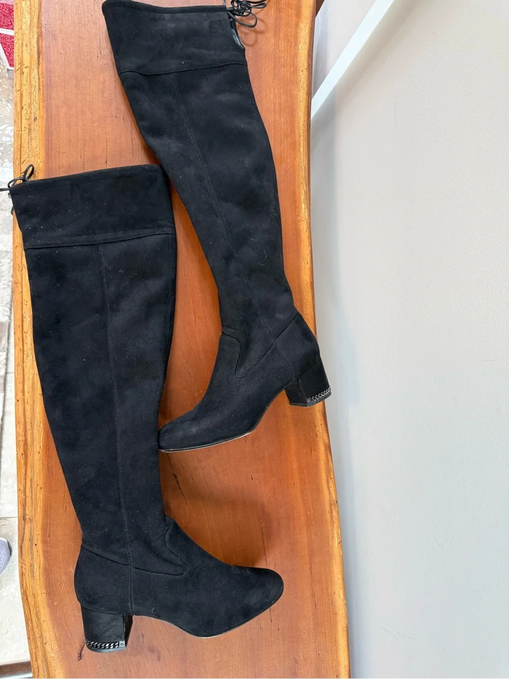 Michael Kors Jamie Over-the-Knee Boots Black 8.5 Chain Heel